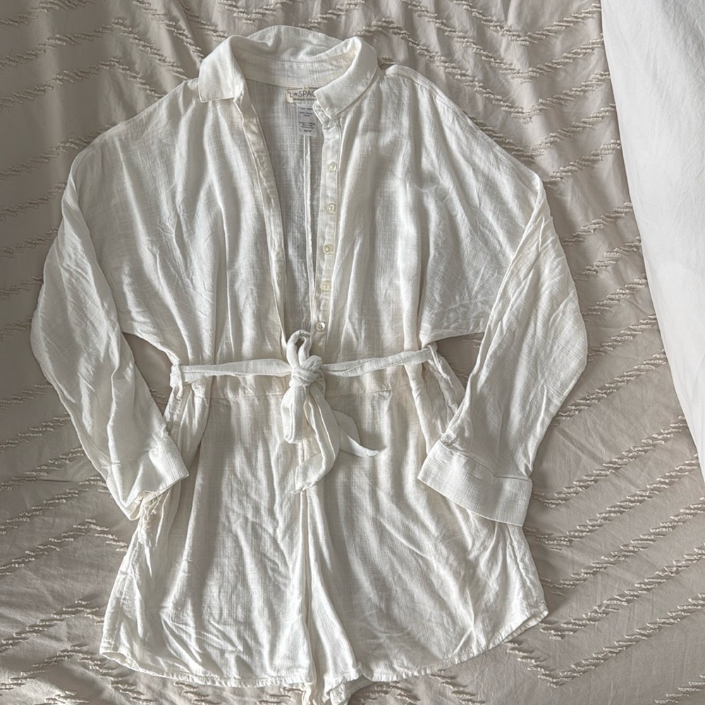 L*Space White Button-Up Romper
